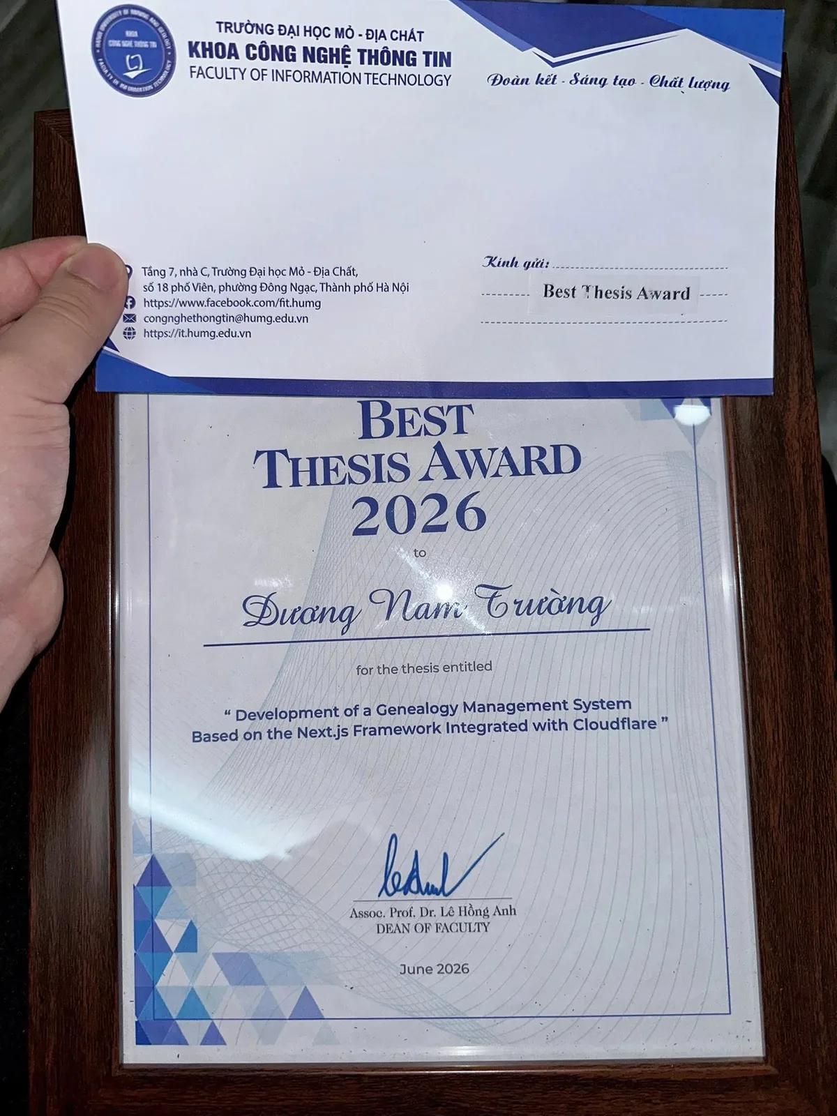 Award Image for Best Thesis Award 2026