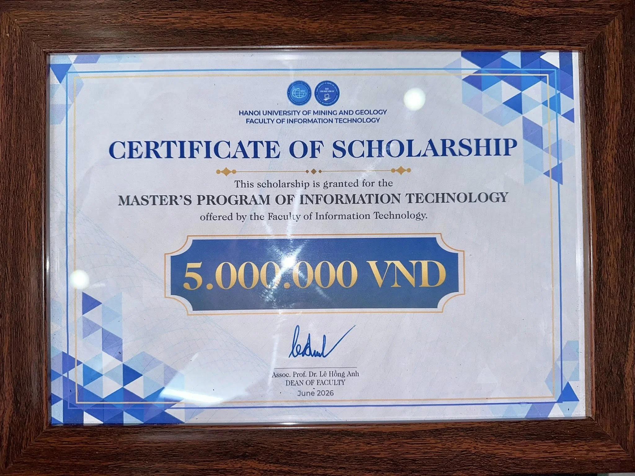 Certificate Image for Certificate of Scholarship